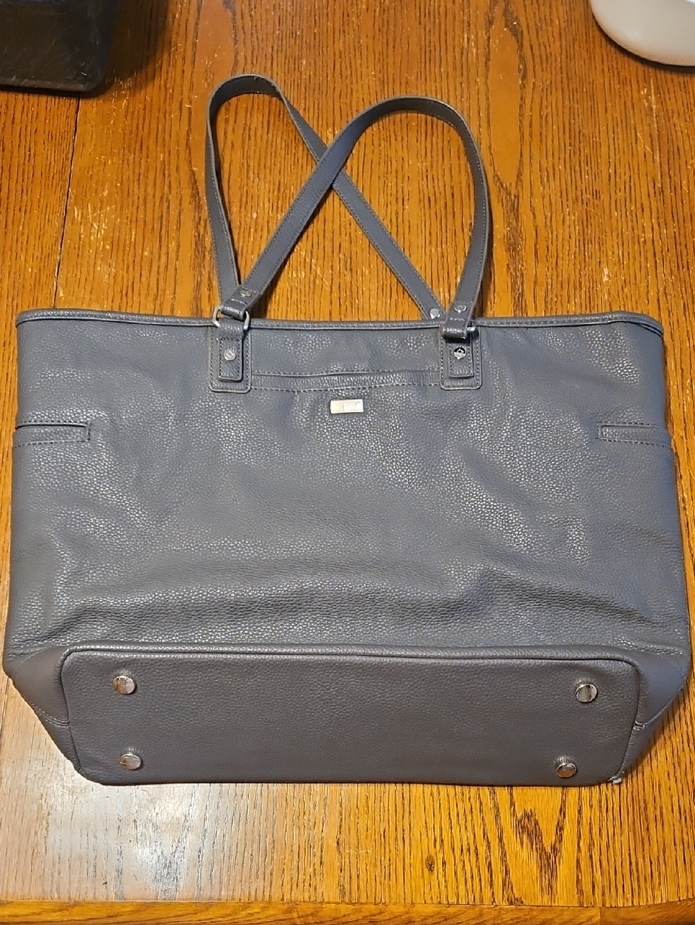 thirty-one Slate Gray Pebbled Leather Tote